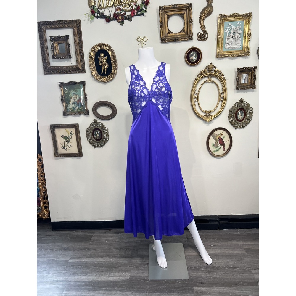 Cachet Vintage Lace Royal Purple Maxi Slip Dress
